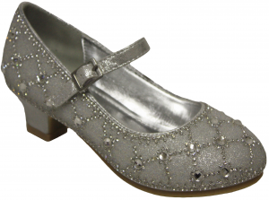 GIRLS DRESSY SHOES & RHINESTONES (SILVER)